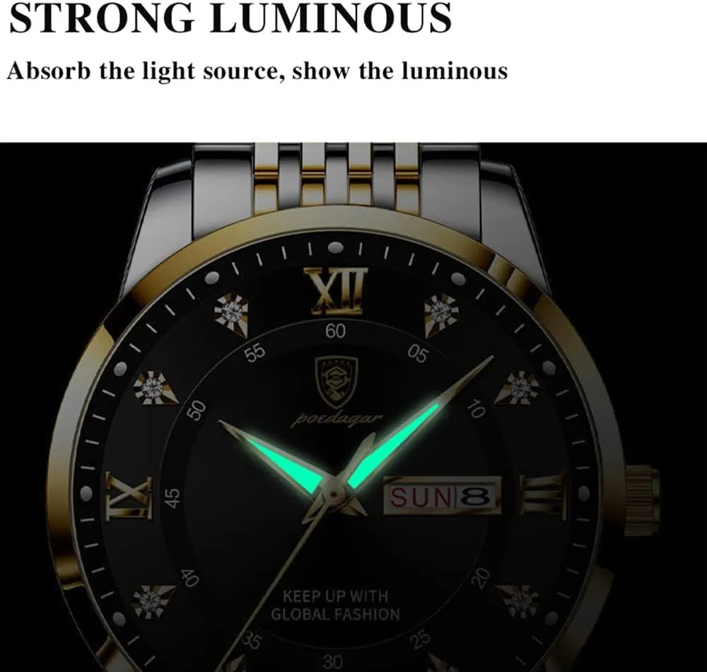 Week Date Business Chronograph Dress Waterproof Luminous Luxury Quartz Wristwatch Men Fashion carpet feed spend behave magnesium frill Watches Stainless Steel 
