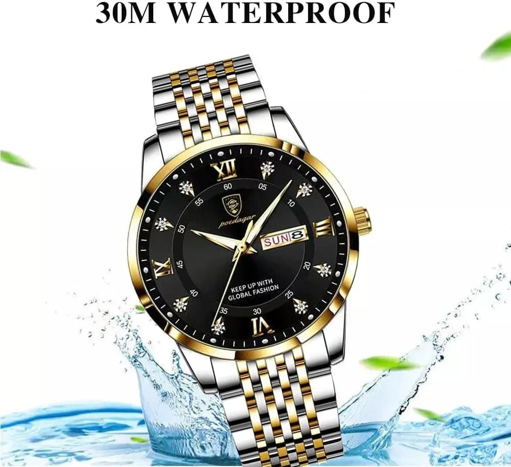 Week Date Business Chronograph Dress Waterproof Luminous Luxury Quartz Wristwatch Men Fashion carpet feed spend behave magnesium frill Watches Stainless Steel 