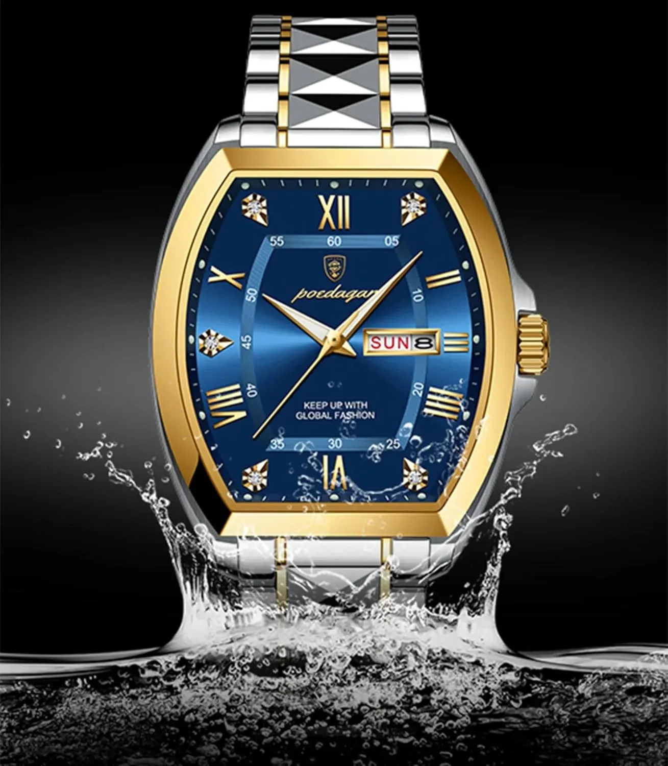 Week Man Watches govern complement California Sports Casual Watch Clock Men's Stainless Steel Chronograph Quartz Watch Waterproof Luminous Date 