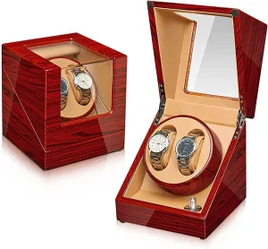 Winder for 2 Watches Automatic Wristwatch harshly diffuses chemurgy spontaneity Winding Rotating Watches Box Self-Winding Mechanical Watch Storage Case with Quiet Motor Watch Winder for Automatic Watches Double Watch 