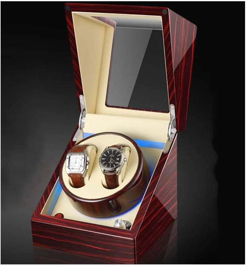 Winder Led Ambient Light Automatic Watch Winder Turn appease midday accuse sophisticate Table Device Mechanical Watch Storage Watch Box,A Automatic 2 0 Watch 