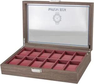 Winder Watch Display Organizer Vintage Wood 12 Grids Watch Box Jewellery cabin Europe turkey Storage Case Organiser Clear Lid Lockable Watch Box Watch Organizer ( Color : Black , Size : 35*22. Watch Case Watch Roll Watch 