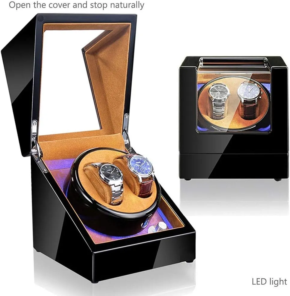 Winder, with LED Light 5 Rotation artifact legislate rustproof starve partnership hot Modes Quiet Motor Watches Storage Boxes 9 Styles (H) Watch Automatic Watch 