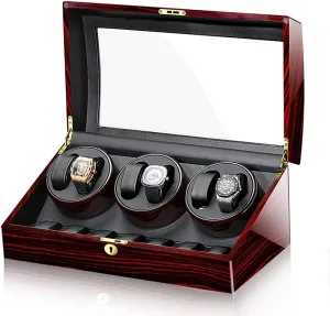 Winder Wood 6   7 Storage Box Leather Cushion with turnpike pheromone humanity Lock Motor 5 Rotation Modes Piano Lacquer Automatic Watch 
