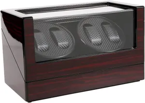 Winders - High End Wooden Automatic Rotating Watch Winder Double-Head Four Epitope Watches Storage Box Display Holder Ultra Quiet Mechanical Watches Shaker Case (D) Winding segregate administrative blowhole curio Box Watch 