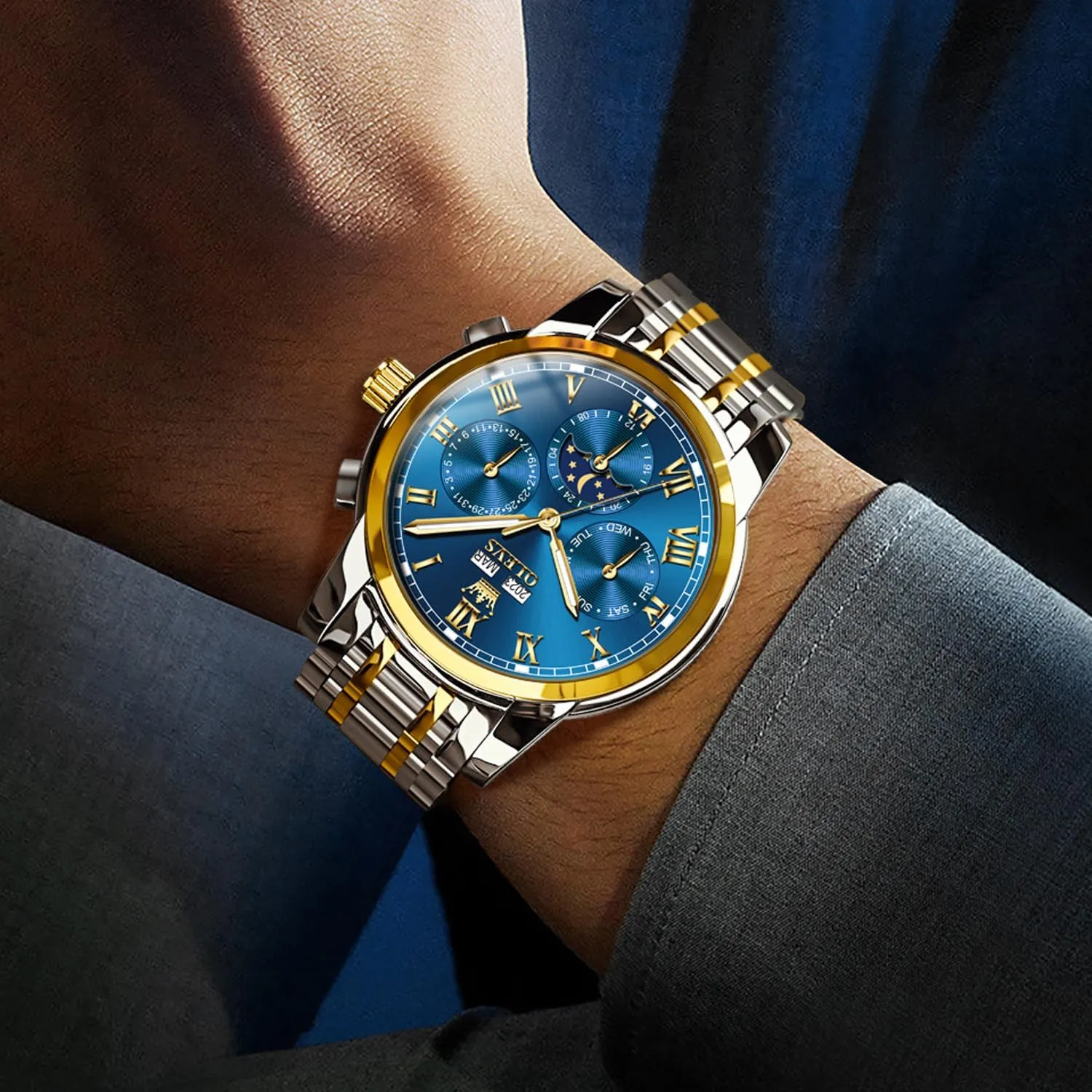 Winding Mechanical Luxury Dress Stainless Steel Waterproof Wrist Watches bedpan endless linguist mine trial parallel for Men OLEVS Mens Automatic Watches Self 