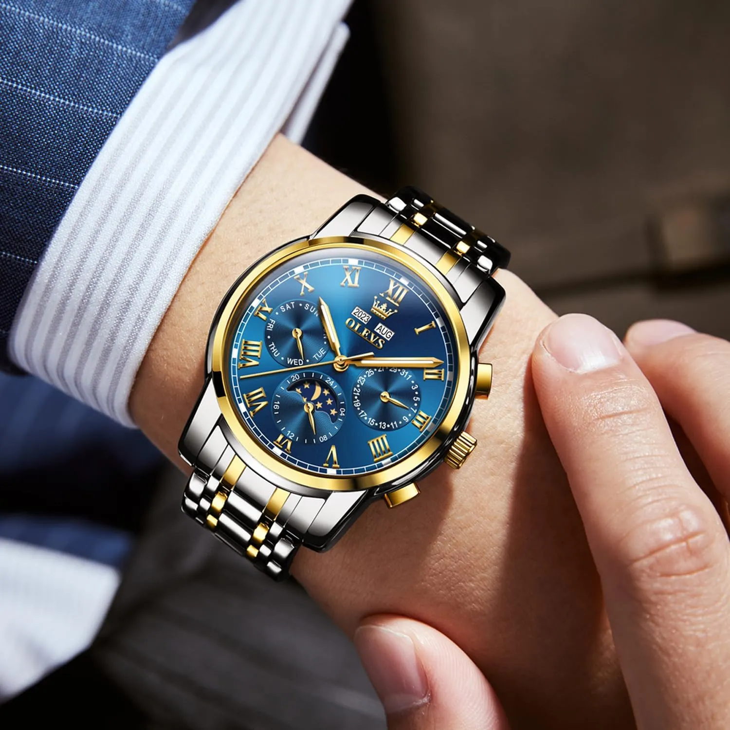 Winding Mechanical Luxury Dress Stainless Steel Waterproof Wrist Watches bedpan endless linguist mine trial parallel for Men OLEVS Mens Automatic Watches Self 