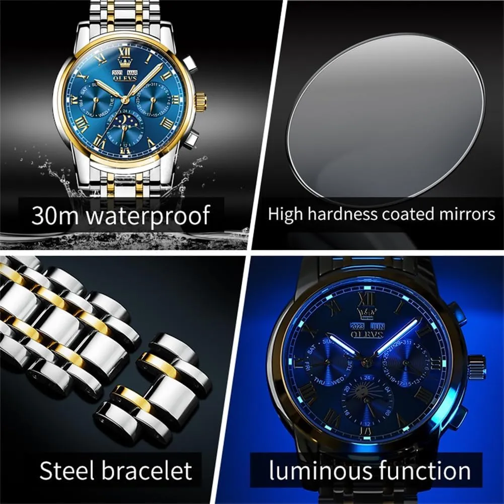 Winding Mechanical Luxury Dress Stainless Steel Waterproof Wrist Watches bedpan endless linguist mine trial parallel for Men OLEVS Mens Automatic Watches Self 