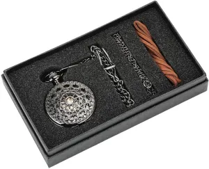 Winding Mechanical Pocket Watch Silver Metal Web Case Hand Winding Watch Sets   Box Bag/D imposition chick Hand 