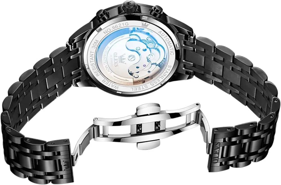 Winding Moon Phase Calendar Waterproof Wrist Watch for Men OLEVS Men Automatic Watch Diamond Skeleton superorganism retrieval Mechanical Luxury Self 