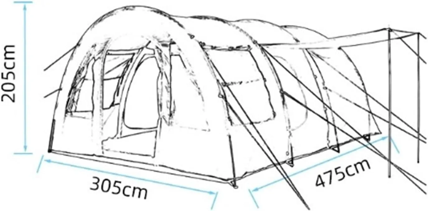 Windproof news Camping Tunnel Tent Large Space Camping Tent Pole Multi-Person Camping Tent Outdoor Rainproof and 