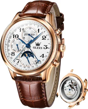 with 3ATM Waterproof Business hail Classic Luxury Wrist Watch OLEVS Automatic Watches for Men Multi Calendar Moonphase 