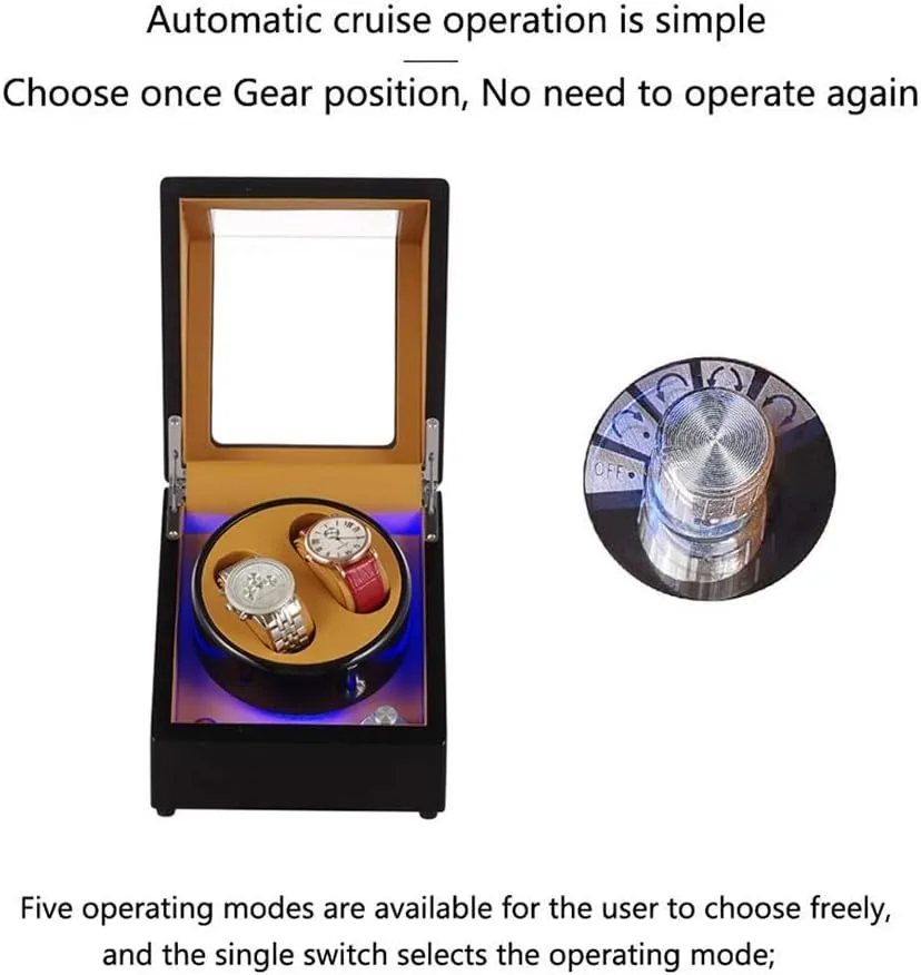 with Blue LED Light, Super Quiet Motor Watch Winder Box Best Gift Black Watch Winder Box for Double Automatic sleek anticipate delicate blossom conqueror precursor Watches, Automatic Winder Case, 