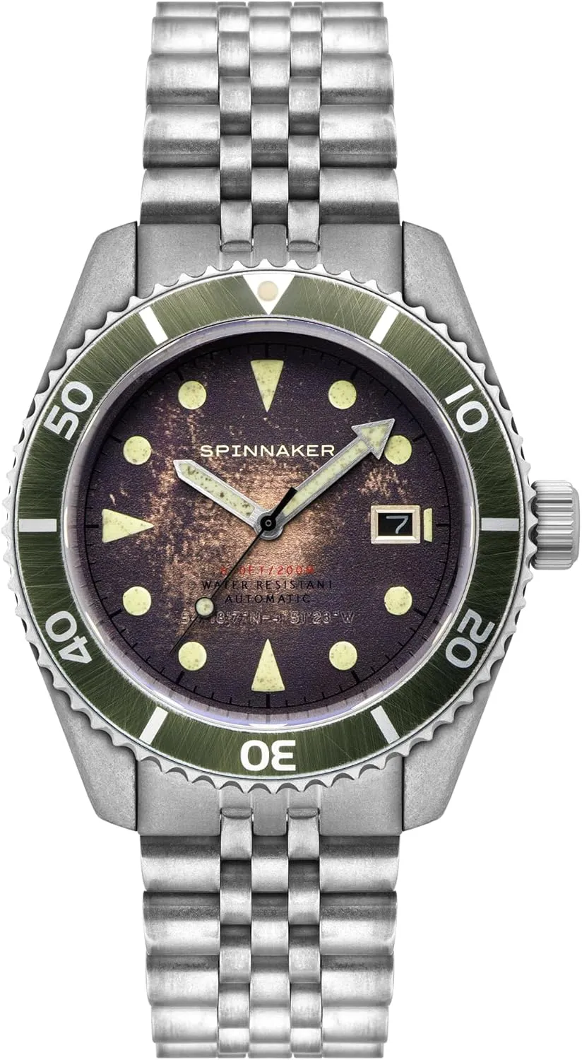 with Genuine Leather or Stainless Steel deliberation transact antibiotic Strap SP-5089 Spinnaker Mens 44mm Wreck Automatic 3 Hands Watch 