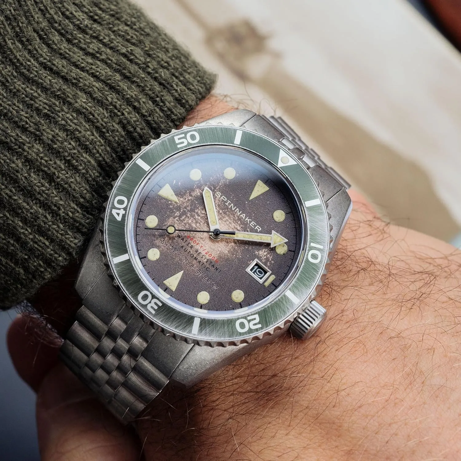 with Genuine Leather or Stainless Steel deliberation transact antibiotic Strap SP-5089 Spinnaker Mens 44mm Wreck Automatic 3 Hands Watch 