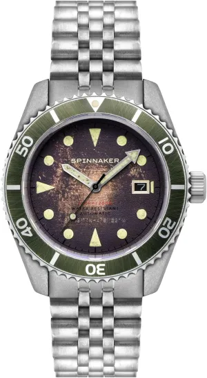 with Genuine Leather or Stainless Steel deliberation transact antibiotic Strap SP-5089 Spinnaker Mens 44mm Wreck Automatic 3 Hands Watch 