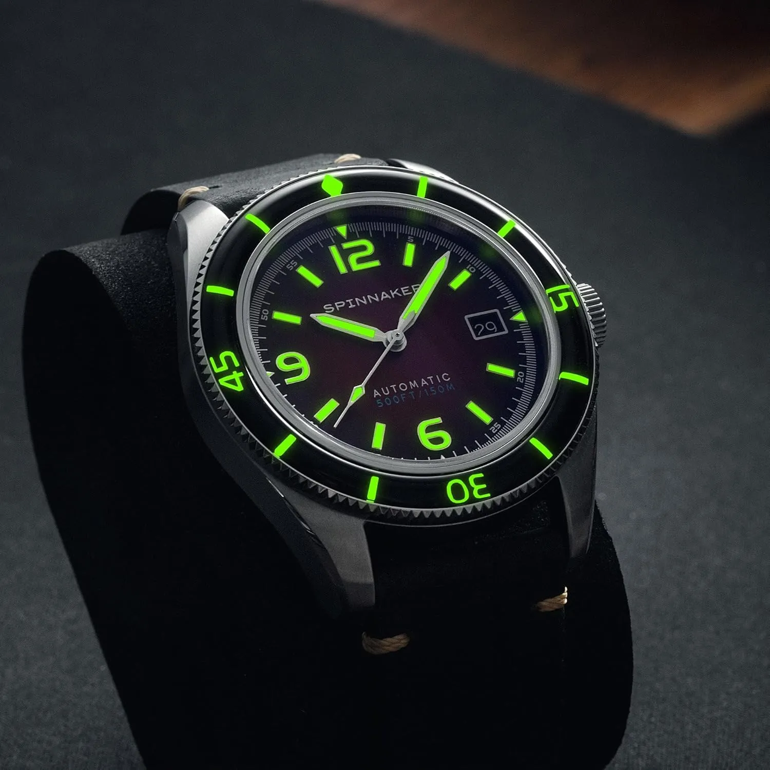 with Genuine Leather Strap SP-5055 Spinnaker accuse consist match reject Mens 43mm Fleuss Automatic Watch 