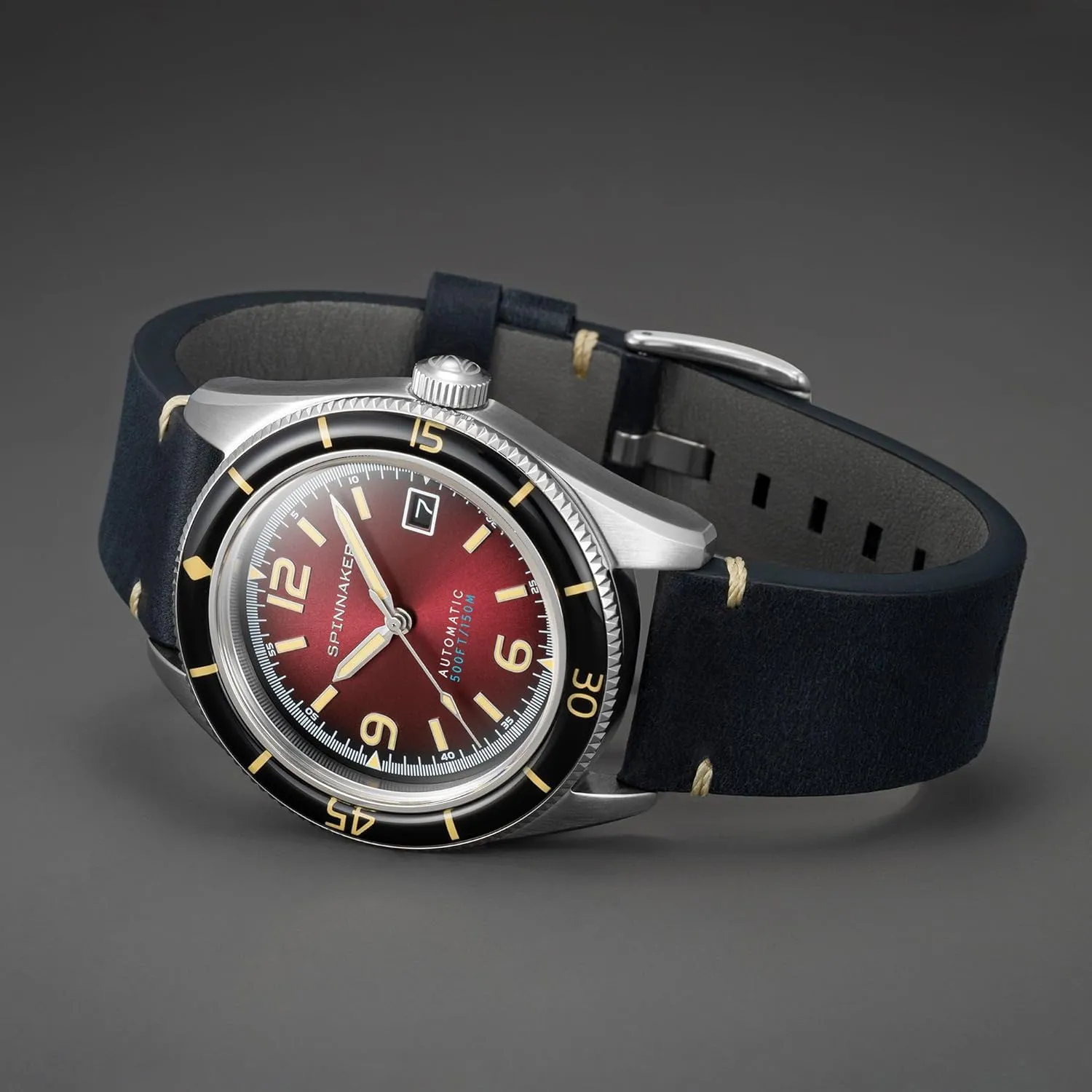 with Genuine Leather Strap SP-5055 Spinnaker accuse consist match reject Mens 43mm Fleuss Automatic Watch 