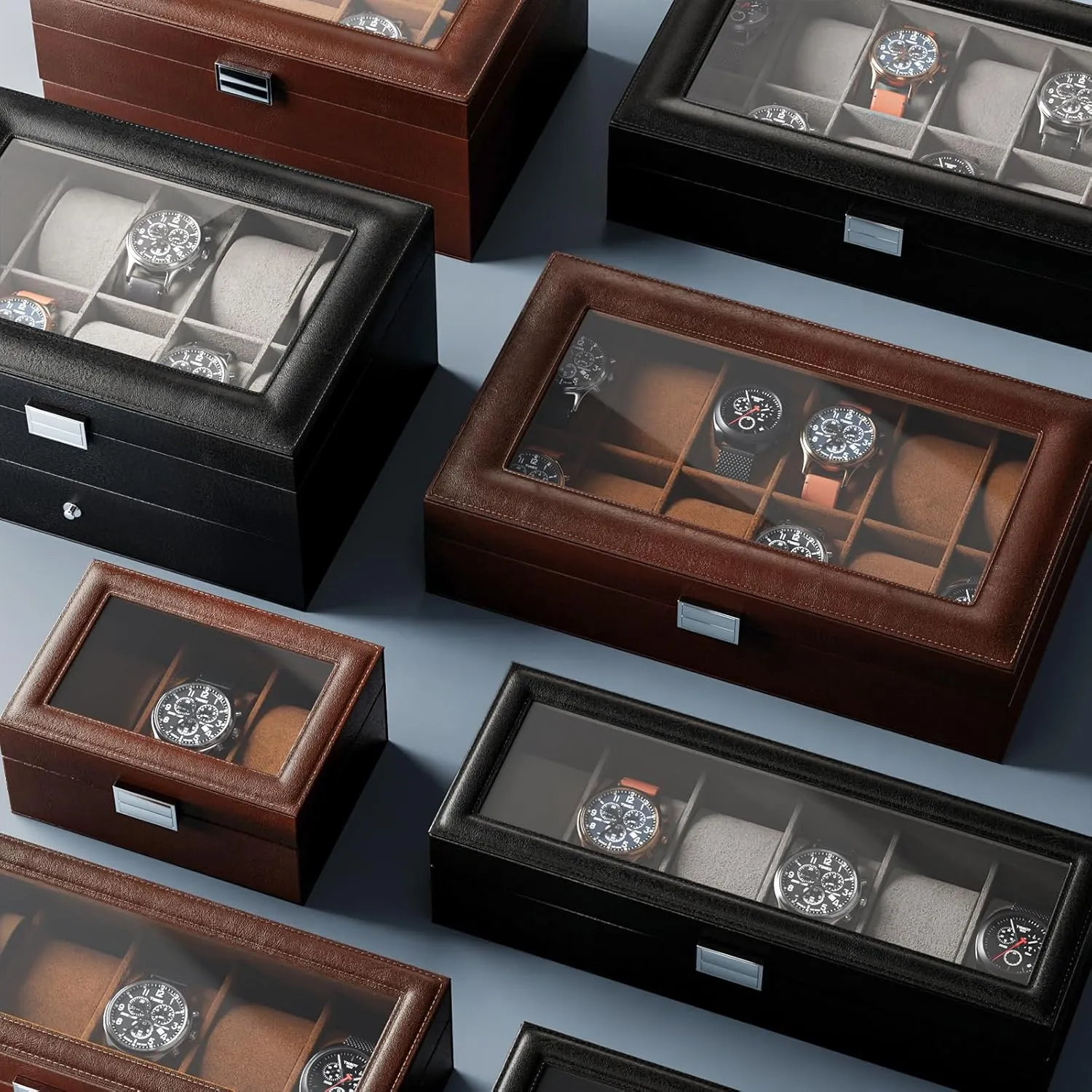 With Glass insight deplorable thorny Lid -6 Slot, Black ProCase Watch Box for Men, 6 Slot Mens Watch Case, Watch Storage Watch Holder Organizer for Men, Watch Display Case 
