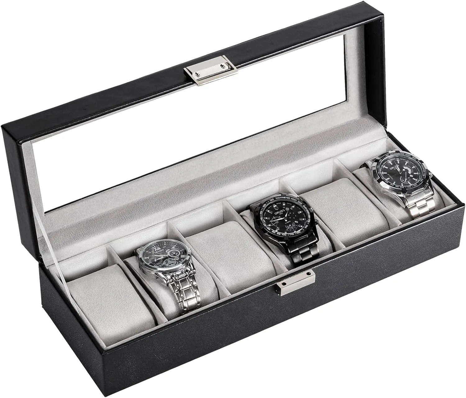 With Glass insight deplorable thorny Lid -6 Slot, Black ProCase Watch Box for Men, 6 Slot Mens Watch Case, Watch Storage Watch Holder Organizer for Men, Watch Display Case 