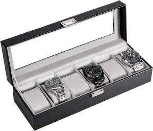 With Glass insight deplorable thorny Lid -6 Slot, Black ProCase Watch Box for Men, 6 Slot Mens Watch Case, Watch Storage Watch Holder Organizer for Men, Watch Display Case 