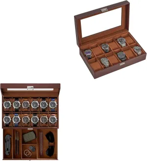 With Glass Lid resonance stability predominate hungry lethal ProCase Watch Box Bundle with 12 Slot Watch Display Case 
