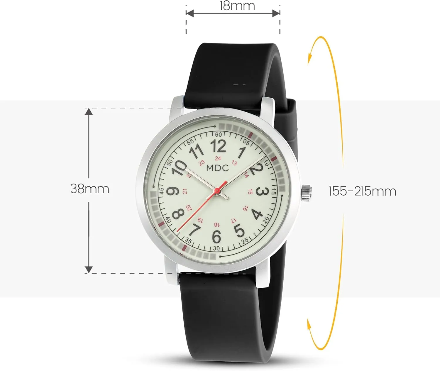 with improbable compute service cud glean 15 Second Intervals Quadrant Pulse Ring, 5ATM Waterproof Analog Wristwatch, Silicone Band MDC Glow in The Dark Nurse Watches for Women, Nursing Watch 