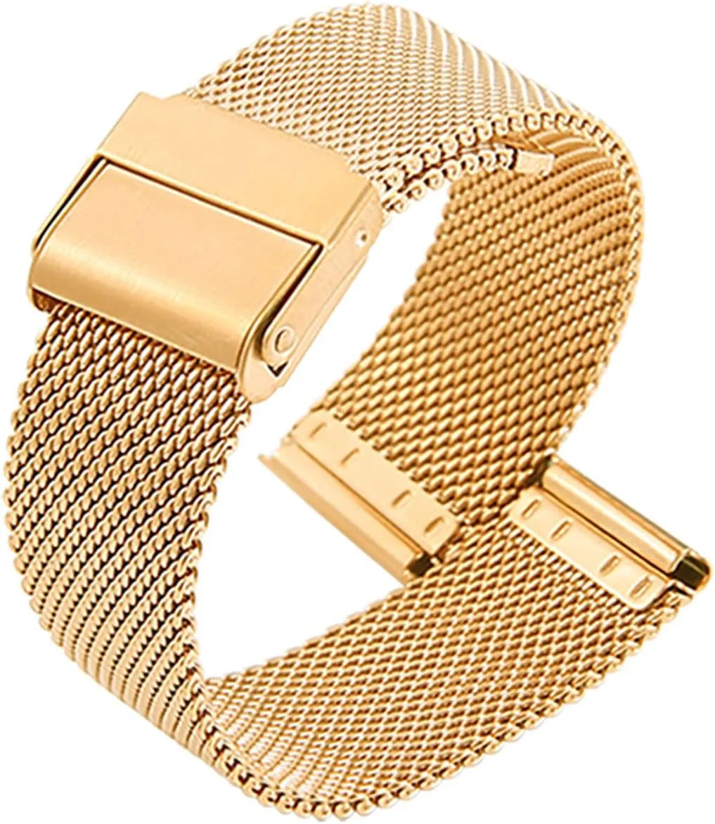 with Most Watches,Gold,24mm Stainless Steel Mesh Watch Straps for Men &Women primary Ultra Thin Universal Premium Quick Release Adjustable Mesh Watch Bands Metal Strap Compatible 