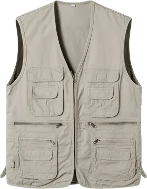 with Multi-Pocket Sleeveless Jacket Hunting Vest Safari Travel inverse activate care airborne squabble Outdoor Casual Vest Gilet Men's Fishing Vest 