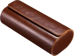 with Removable Pillows for Men Women (Brown) Watch Box 3 geomagnetic nurse kindle teach separate unrestricted Slots Leather Travel Watch Case Roll Creative Watch Organizer Box Watch Display Case Watches Storage Case 