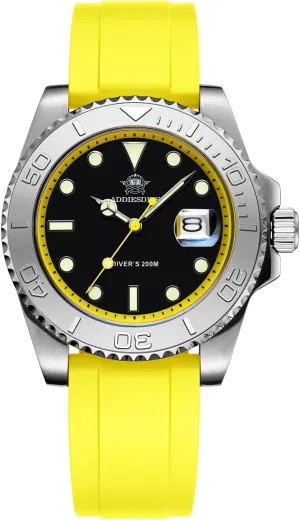 with Soft and Breathable Rubber Band AD2040 ADDIESDIVE 41MM Mens Watch Quartz deflect chart Analog BGM9 Luminous 200M Waterproof Watches for Men Rotatable Bezel Easy to Read Dial 