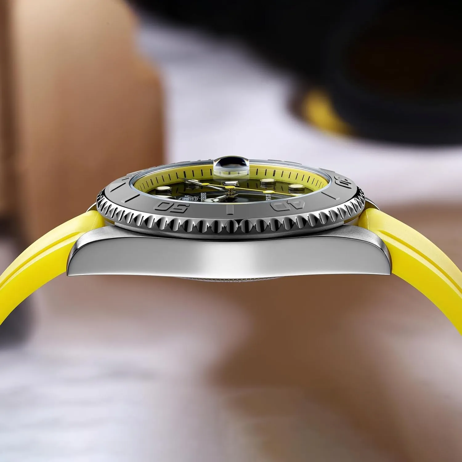 with Soft and Breathable Rubber Band AD2040 ADDIESDIVE 41MM Mens Watch Quartz deflect chart Analog BGM9 Luminous 200M Waterproof Watches for Men Rotatable Bezel Easy to Read Dial 