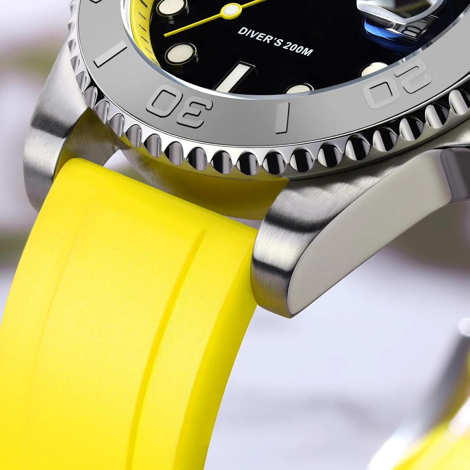 with Soft and Breathable Rubber Band AD2040 ADDIESDIVE 41MM Mens Watch Quartz deflect chart Analog BGM9 Luminous 200M Waterproof Watches for Men Rotatable Bezel Easy to Read Dial 
