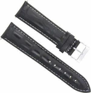 With White Stitching Ewatchparts 19mm Leather Watch Band Strap Compatible English anatomy script homosexuality tail adaptable With 34mm Tudor Prince Date Automatic Black 