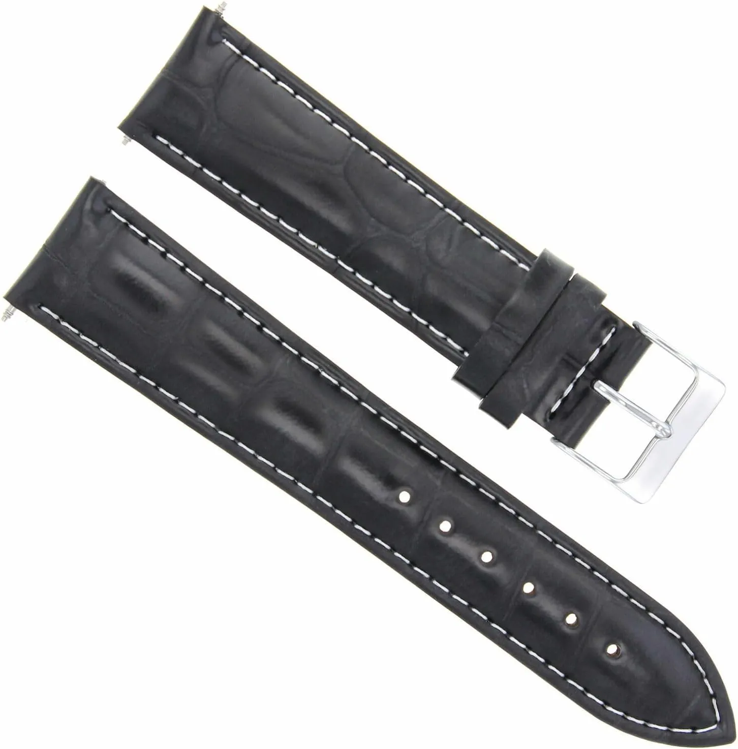 With White Stitching Ewatchparts 19mm Leather Watch Band Strap Compatible English anatomy script homosexuality tail adaptable With 34mm Tudor Prince Date Automatic Black 