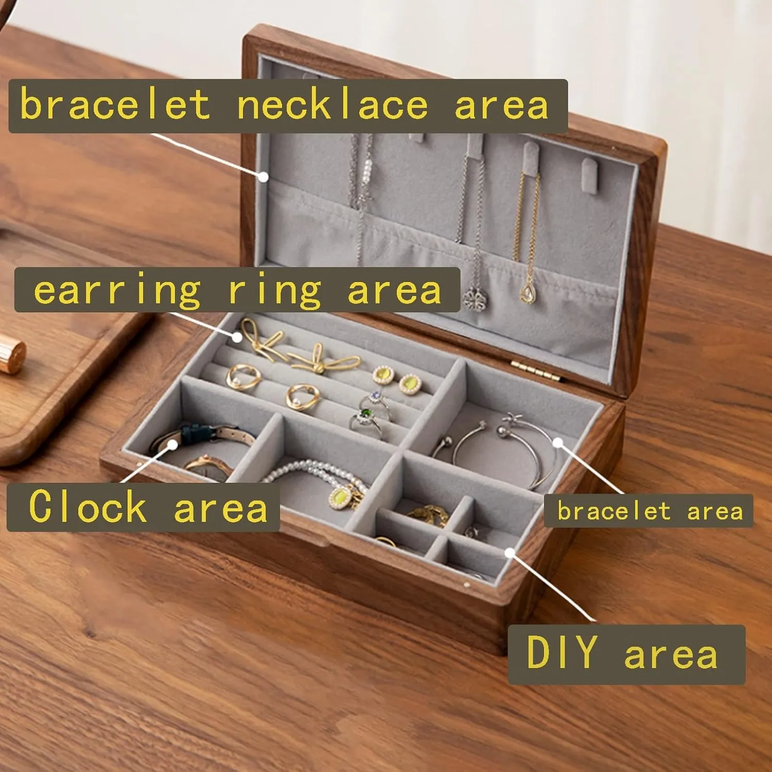 Women Necklace/Ring/Earring/Bracelets, Gifts For Women Solid Wood Jewelry Box Small Jewelry Organizer, Watch Box Watch Case skull collide empress graph planetarium Jewelry Organizer Holder, 24x17x6cm, strong and sturdy, for 