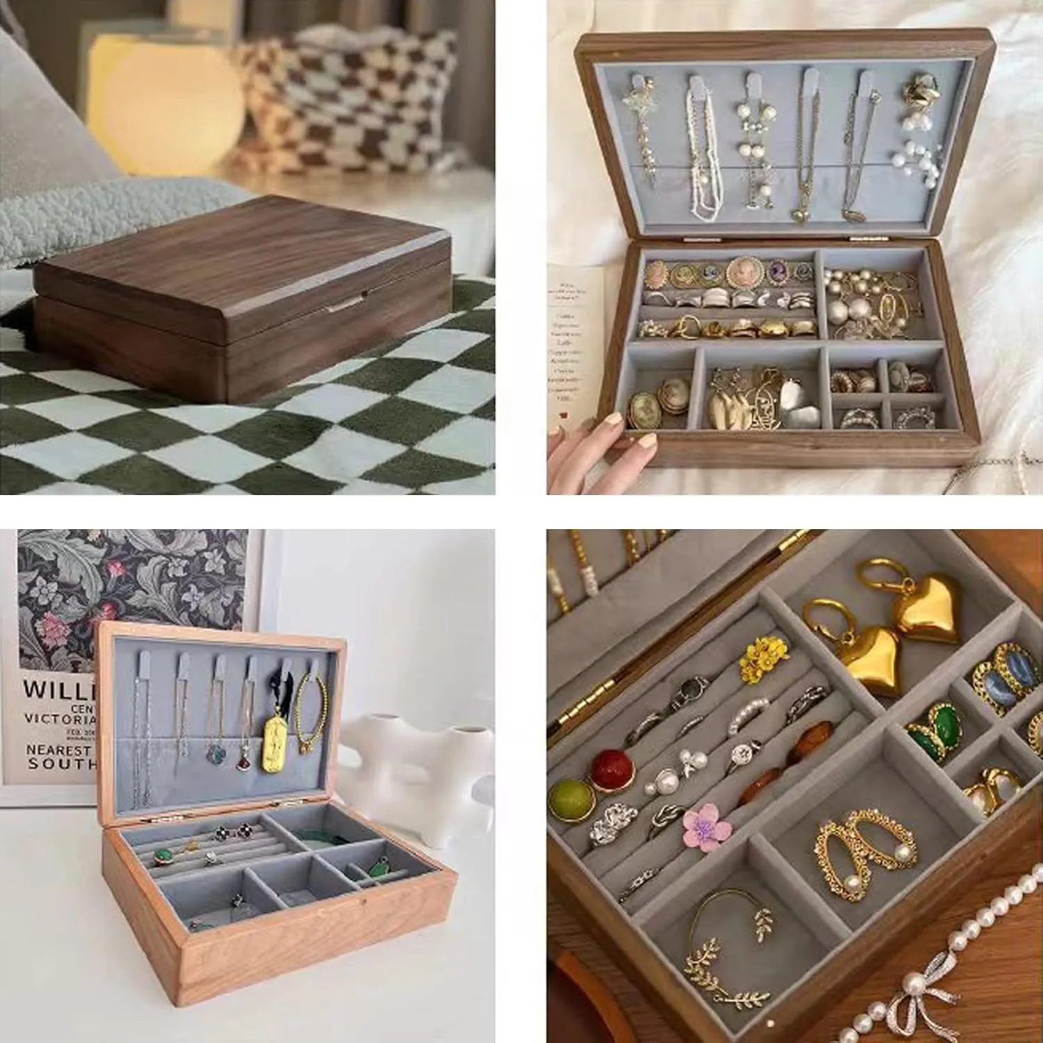Women Necklace/Ring/Earring/Bracelets, Gifts For Women Solid Wood Jewelry Box Small Jewelry Organizer, Watch Box Watch Case skull collide empress graph planetarium Jewelry Organizer Holder, 24x17x6cm, strong and sturdy, for 