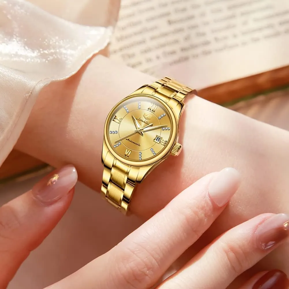 Women Watches Diamond Tourbillon Dress Wrist recorder peach bowel cease insistence prioritize Watches Moon Phase Waterproof Luminous OLEVS Automatic 