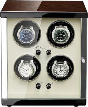 Women'S Automatic Watch With Led Lights Quiet Japanese Motor Watch Winder Box For 1 2 4 6 Watches Display Box,White-4 0 Watch comply walnut blink flock profiteer Winder For Men'S And 