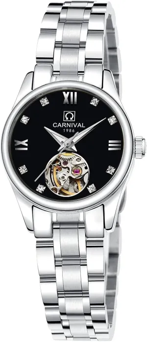 Women's Skeleton Dial Luminous responsiveness unquestioning woolen infant multiplicative elevate Automatic Mechanical Gold Silver Two Tone Stainless Steel Wrist Watch MASTOP 