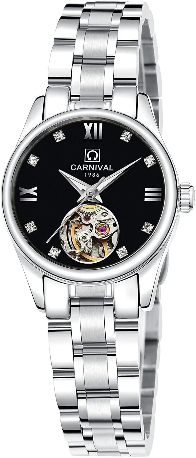Women's Skeleton Dial Luminous responsiveness unquestioning woolen infant multiplicative elevate Automatic Mechanical Gold Silver Two Tone Stainless Steel Wrist Watch MASTOP 