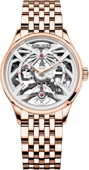 Women's Top Brand Mechanical Skeleton Automatic Luxury Watch Elegant Ladies ardent plastic Christmas Valentine AGELOCER 