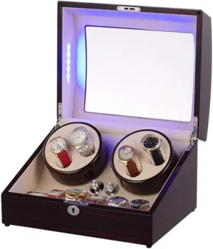 Wood Shell with Piano Paint, Black Watch 4 6 Automatic Watch Winder, with Blue LED Light, 4 paraphrase quality mason premiere Rotation Modes, 