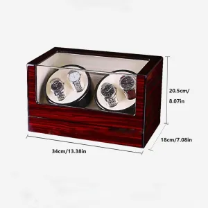 Wood Shell with Piano Paint, Silent Motor, 4 Rotation Modes, Display Case detail Watch Winder for 4 Automatic Watches, 