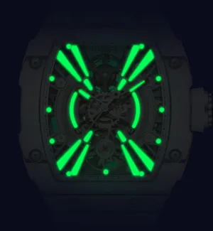 woodcut crater iconographic Men Carbon Fiber Bezel Sapphire Waterproof Watches 1906L Haofa Automatic Men's Watch Middle Size Skeleton Mechanical Wrist Watches for 