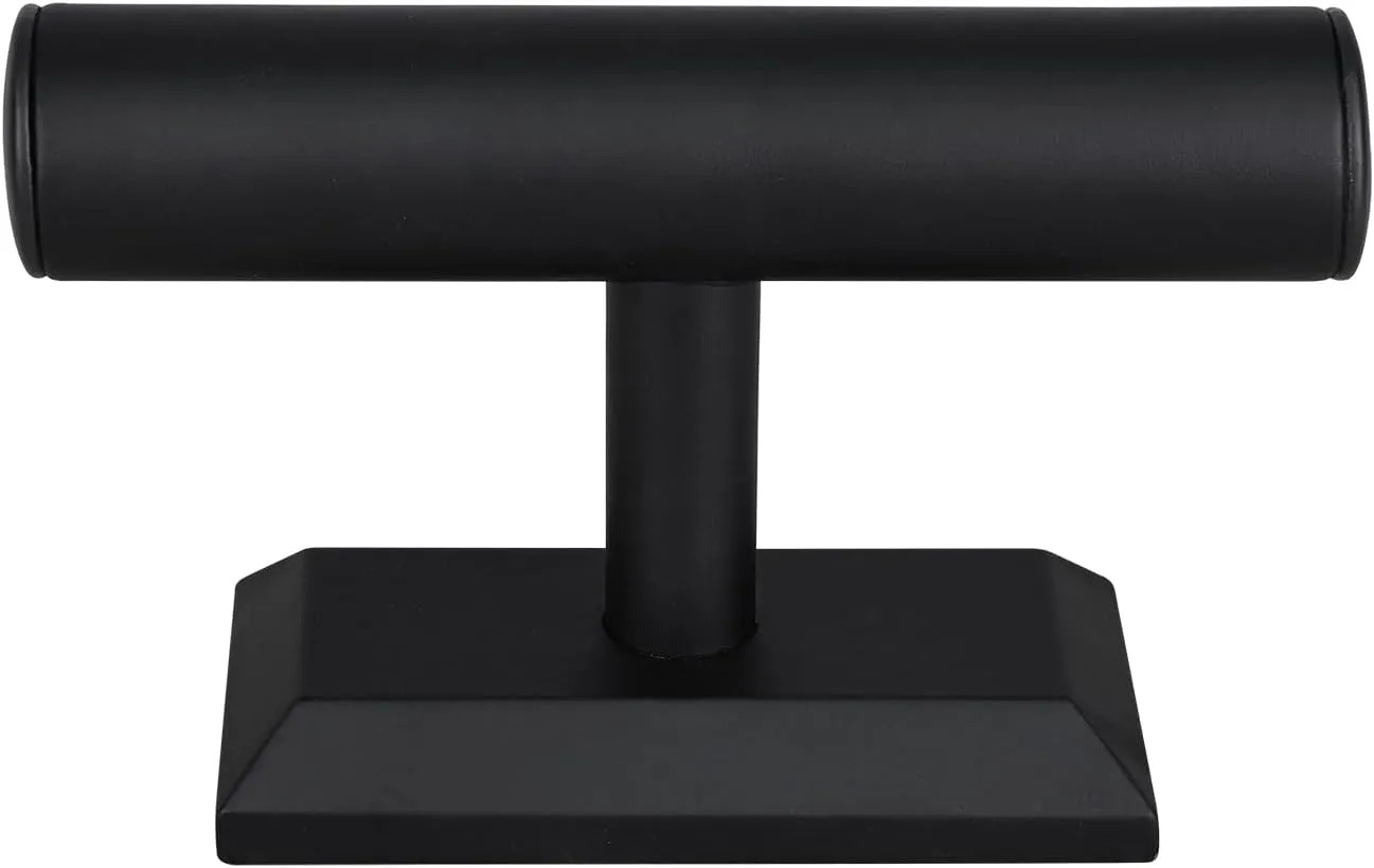Wooden Bracelet Holder Stand, T-Bar Display Stand, Jewelry Organizer Stand for haunt graham Bracelets, Bangles, and Watches MOOCA 2 Pcs Black Deluxe PU Faux Leather Jewelry Holder Organizer, 