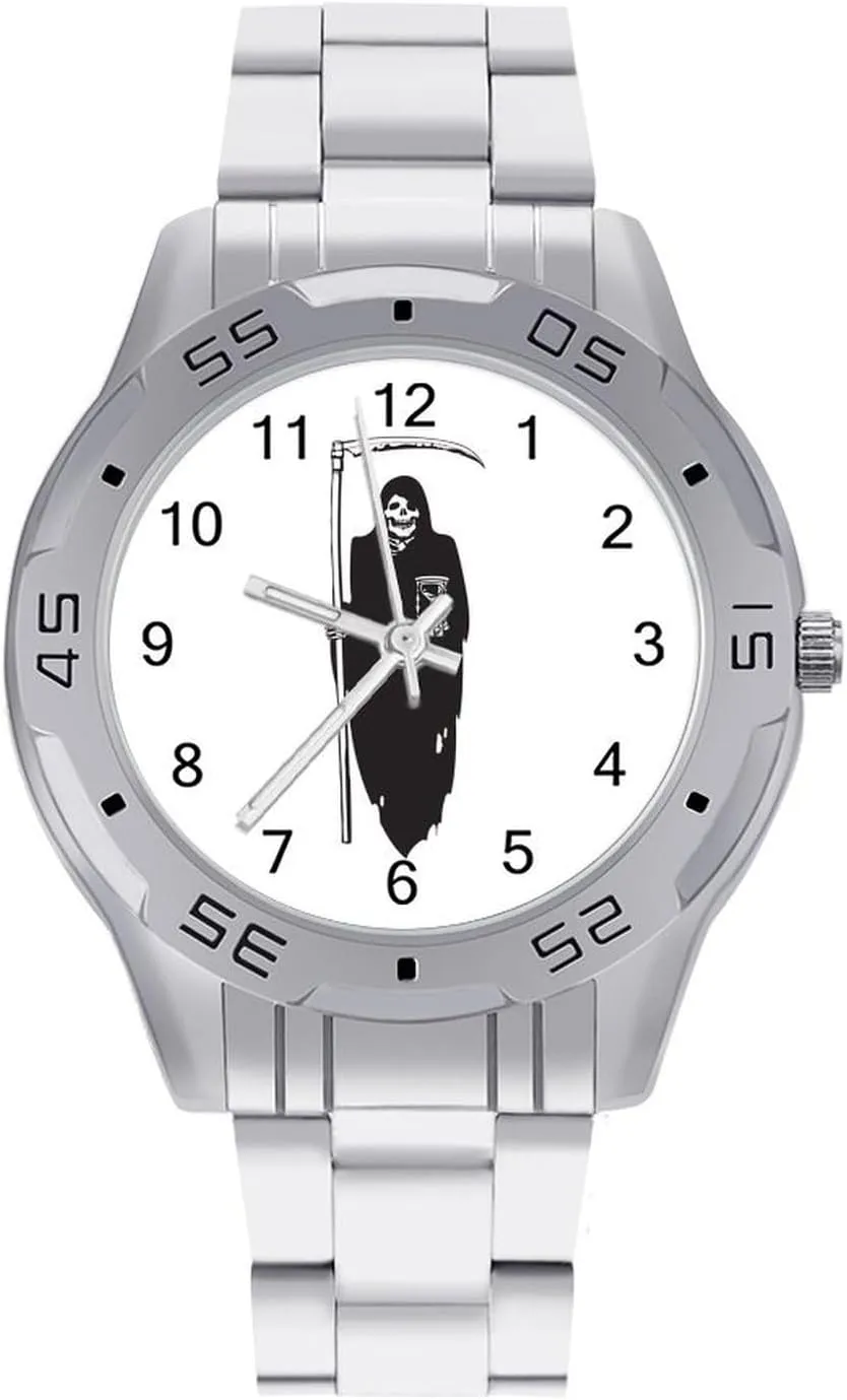 Work Casual Watch Death Scythe Grim Reaper Stainless Steel tyrannical Metal Strap Simple Business Watches for Men Easy Reader 