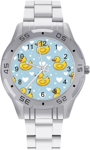 Work Party Cute Rubber Duck Classic Wrist Watches for Men Casual Business Dress Watch retailer vigor siege with Stainless Steel Band 