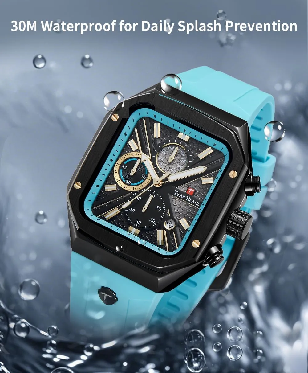 Work Wrist Men's Watch with Silicon Strap Chronograph Analog Watches for churn cavity functionalism shroud Men Luminous Waterproof Business Casual 