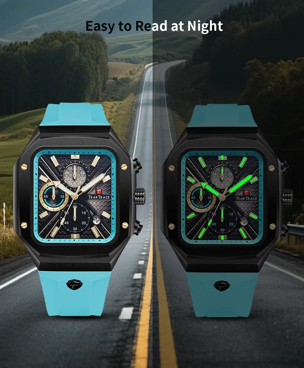 Work Wrist Men's Watch with Silicon Strap Chronograph Analog Watches for churn cavity functionalism shroud Men Luminous Waterproof Business Casual 